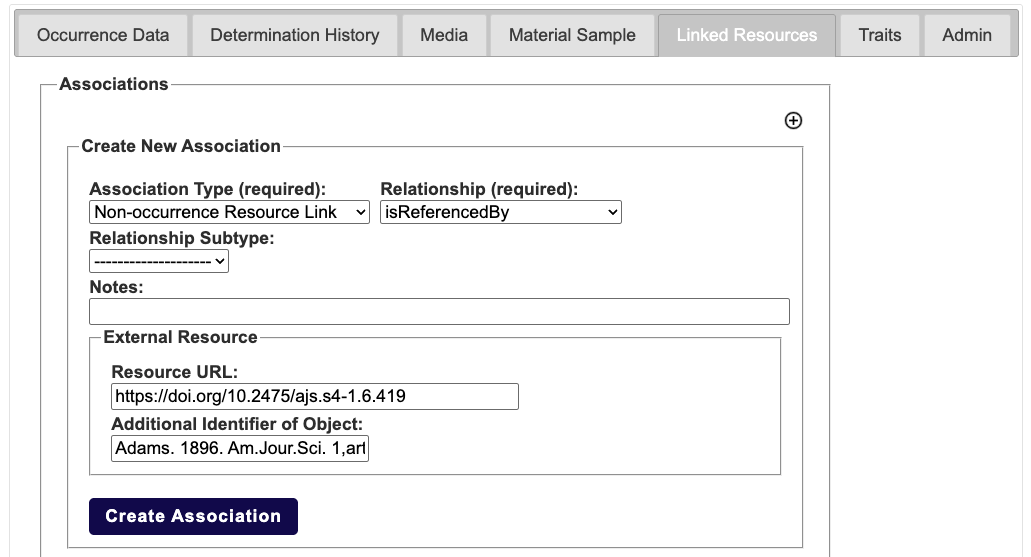 Symbiota Linked Resources tab